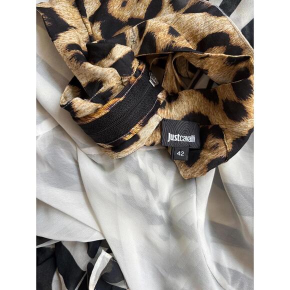 Vintage Just Cavalli Trompe L'oeil Animal Print Silk Chiffon Dress - Picture 9 of 9